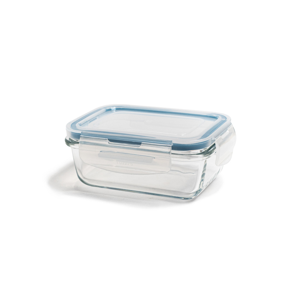 Pote de Vidro Retangular de 330 Ml C/ Tampa Transparente Oikos