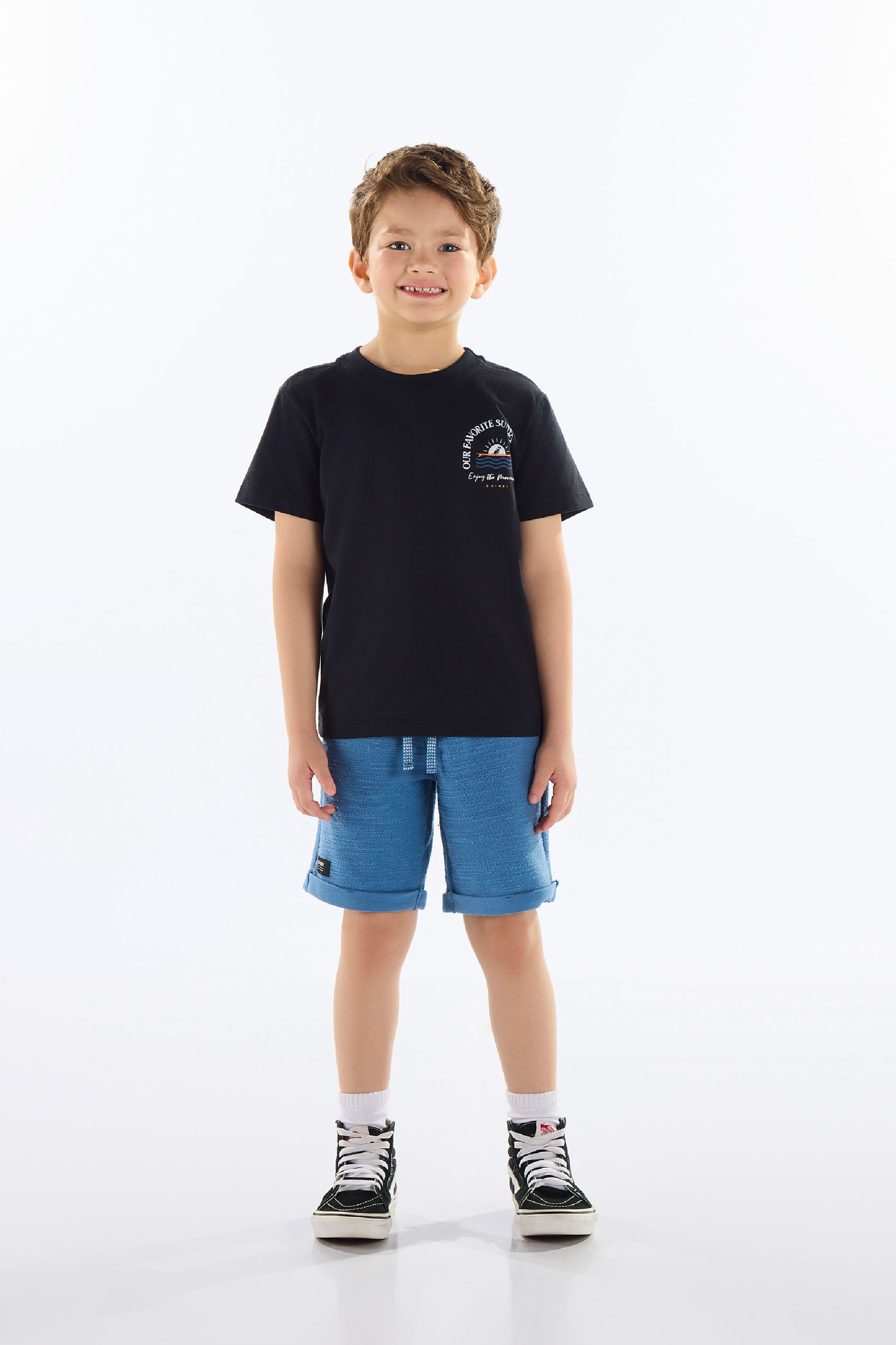 Conjunto com Camiseta e Bermuda Infantil (Preto) Quimby — 04