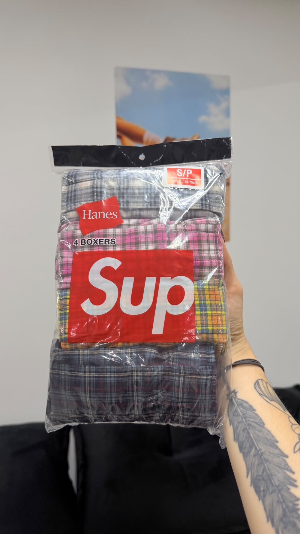 Hanes x Supreme Cueca Plaid Boxers Multicolor (4 Pack) FW26-W1 — P, Novo