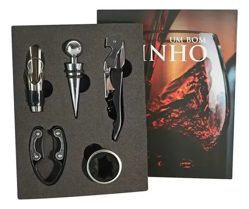 Kit Vinho Saca Rolhas Abridor Tampa Dosador Presente