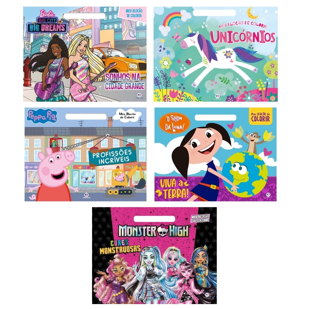 Kit livro infantil blocão de colorir meninas.