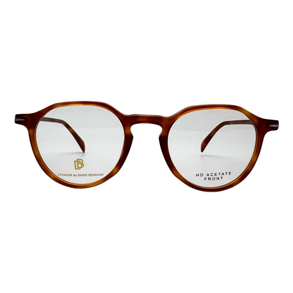 Armação de Óculos de Grau David Beckham 1230 Masculino Redondo Acetato Caramelo