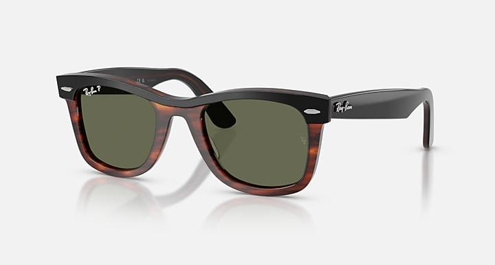 Ray-Ban Óculos De Sol Wayfarer Street Neat Polarizado - Quadro Preto Sobre Havana Lente Verde 50-22