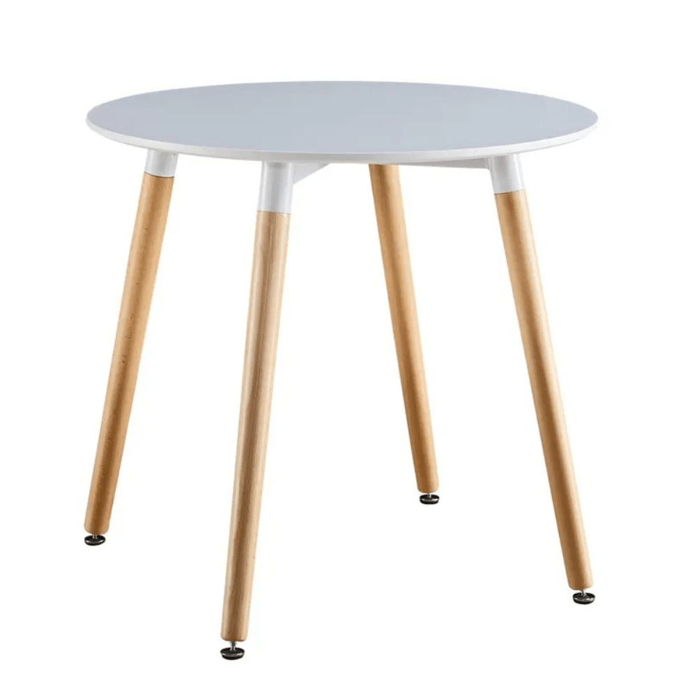 Mesa de Jantar Redonda Eames Branca 80cm Tampo MDF Coisas e Coisinhas