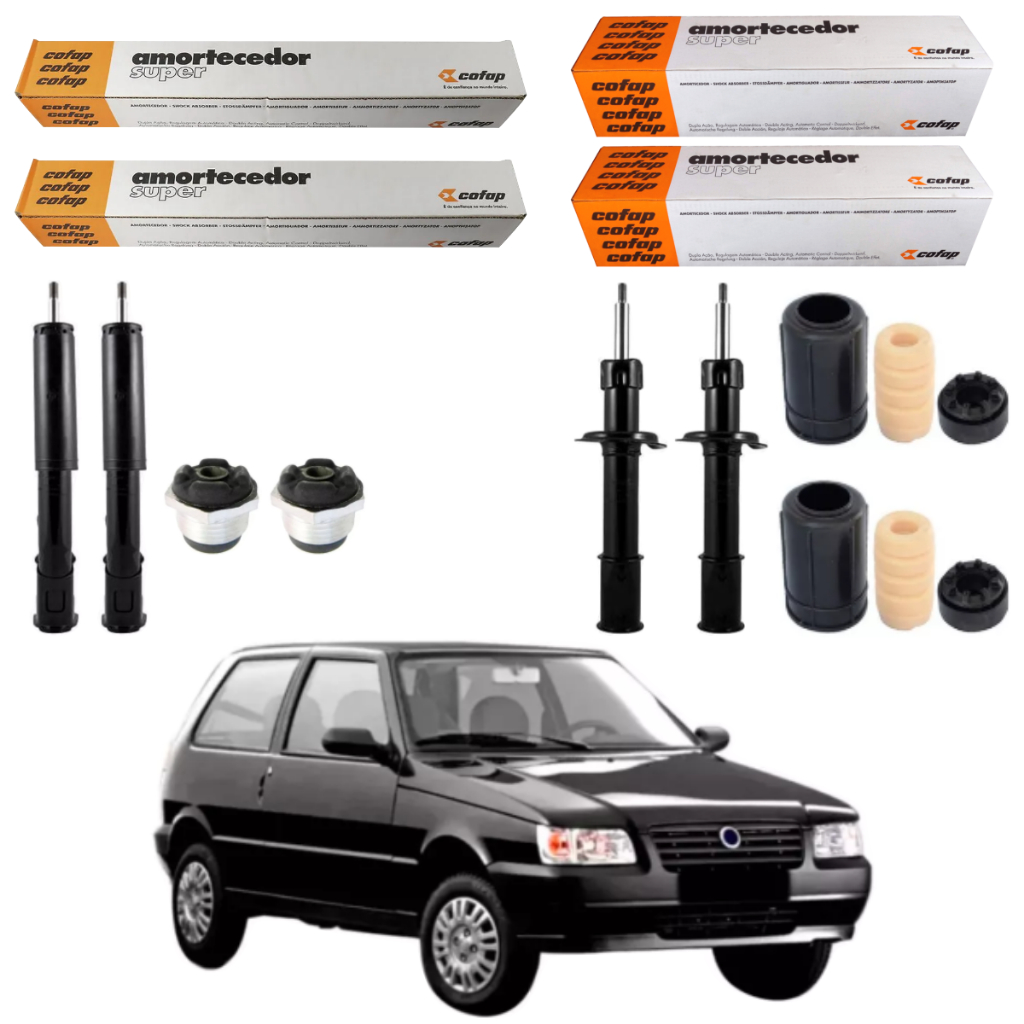 KIT 4 AMORTECEDOR UNO 1986 A 2013 COFAP + KIT