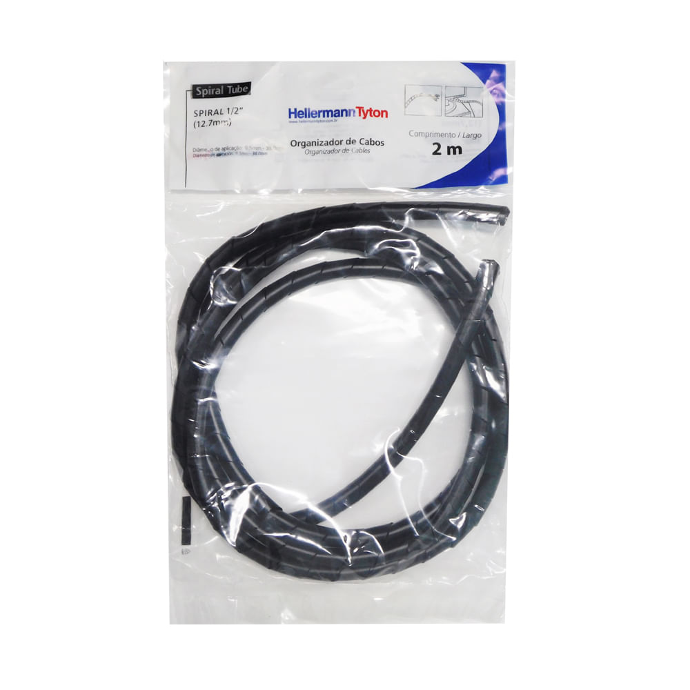 Organizador Cabos Spiraltube 1/2" 2M Preto Hellermanntyton