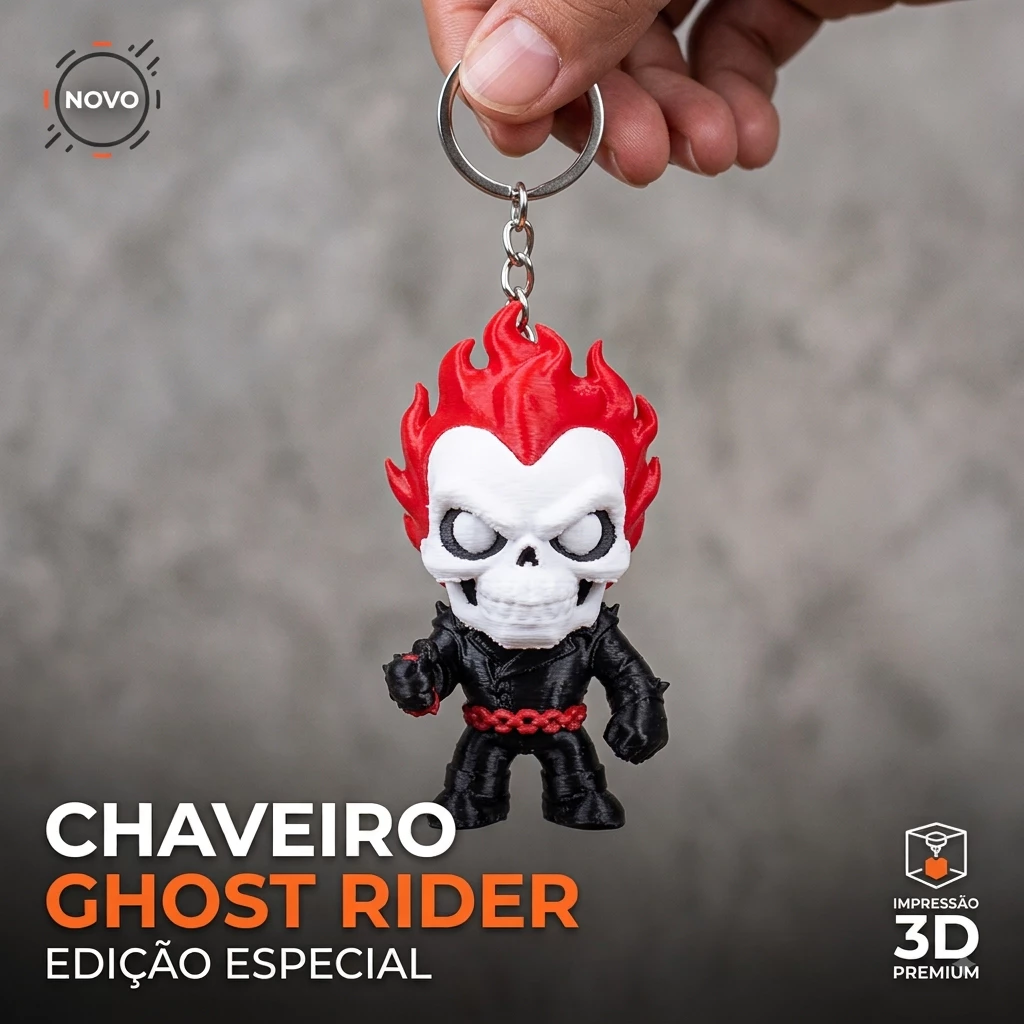 Chaveiro Motoqueiro Fantasma - Ghost Rider - impressão 3d