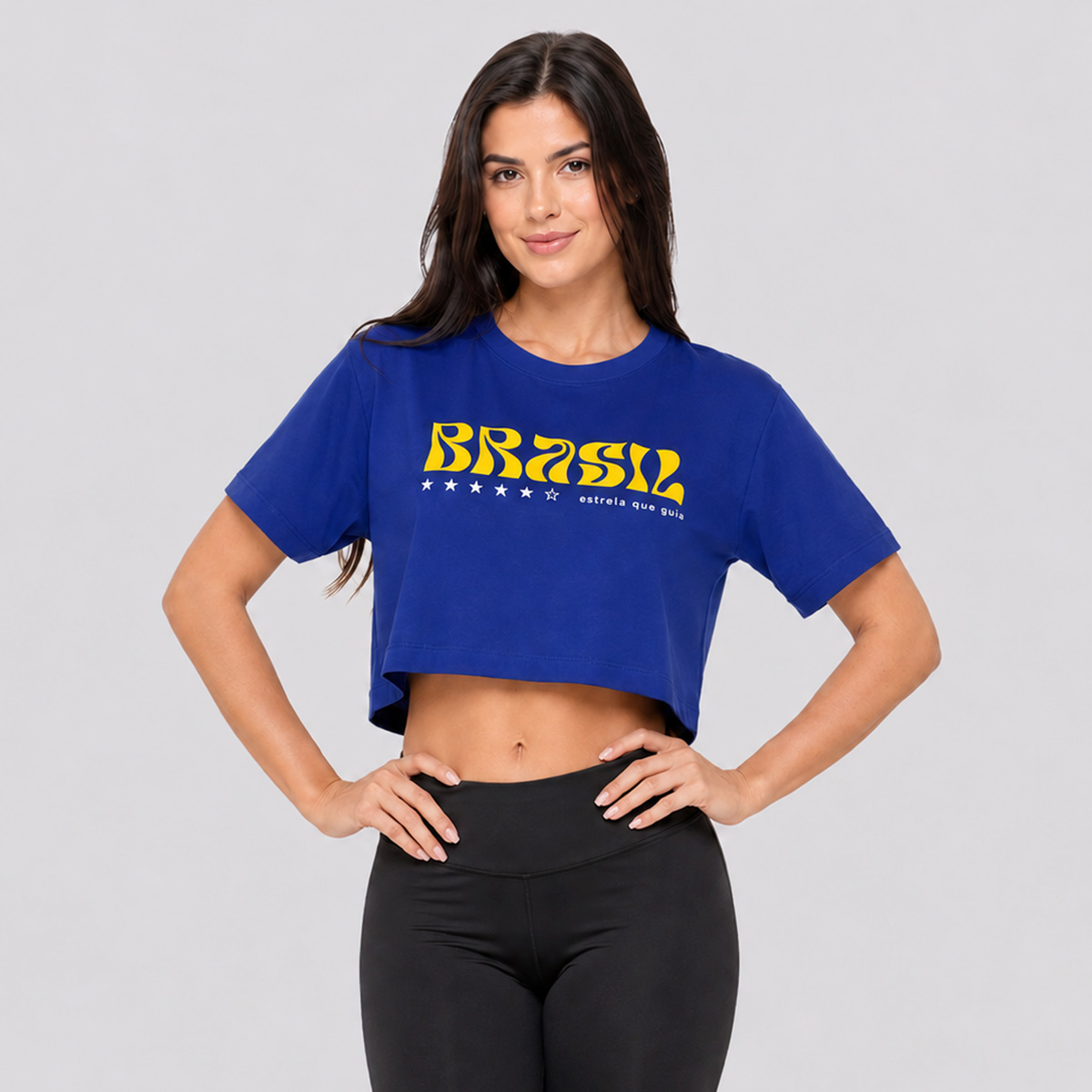 Cropped Brasil Água Feminino Azul