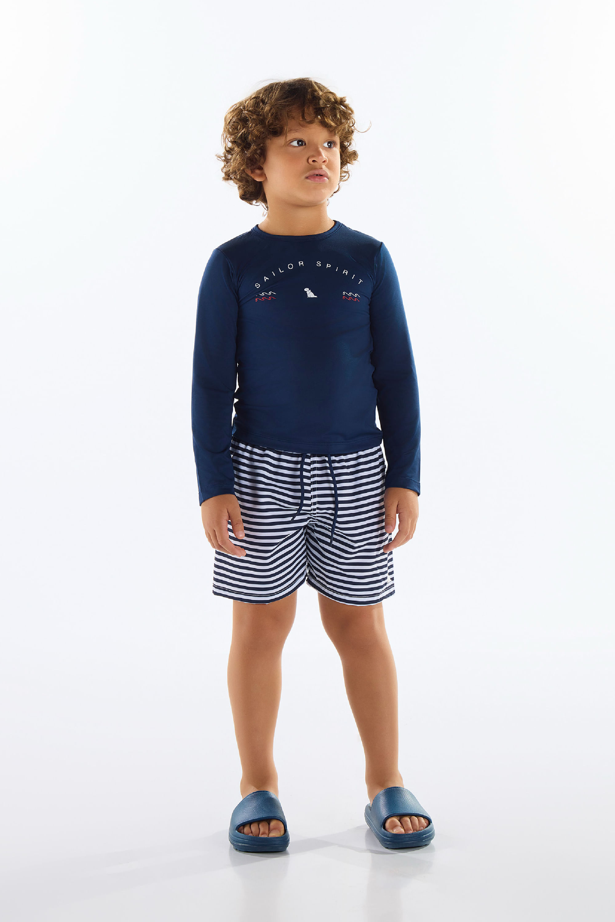 Conjunto de Praia para Menino com FPS +50 (Azul Marinho) Quimby — 01
