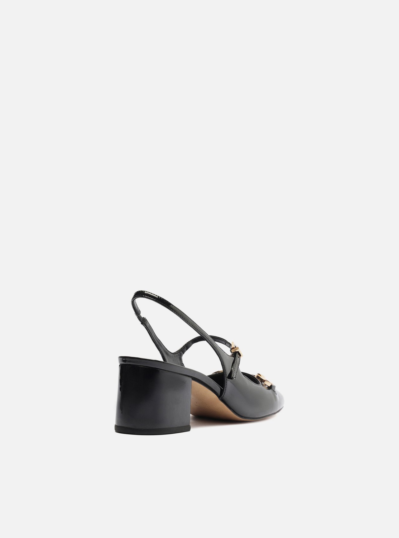 Foto 3 de Sapato Boneca Preto Verniz Bloco Slingback
