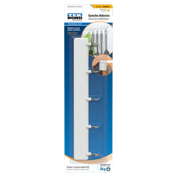 GANCHO ZAFIRA M 5 DE PLAST BRANCO E METAL TEKBOND