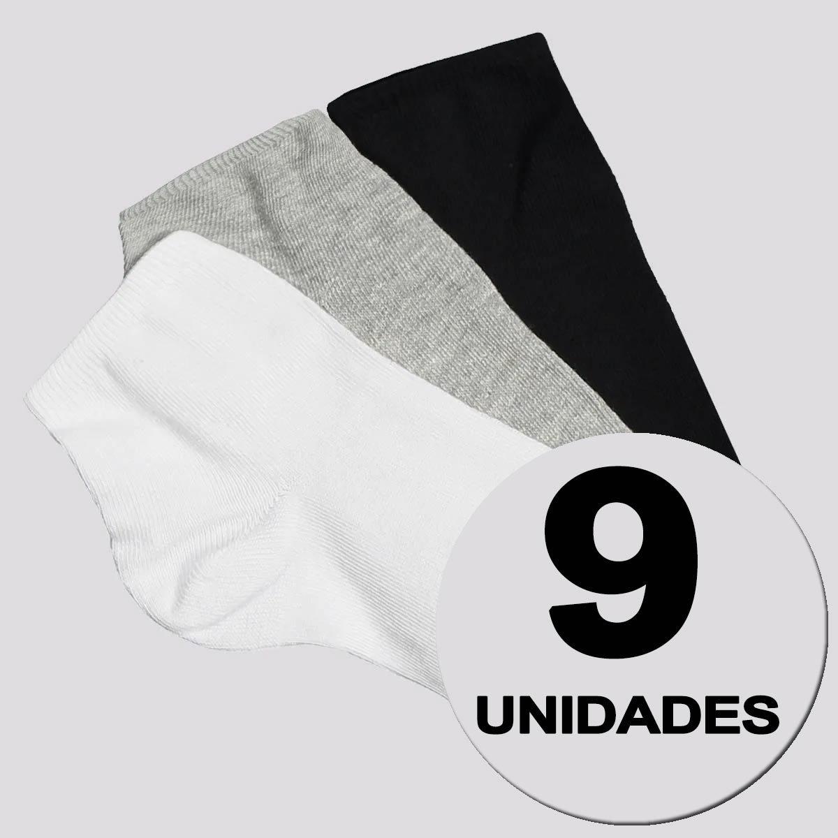 Kit Meia Selene Cano Curto Feminino 9 Pares Branco