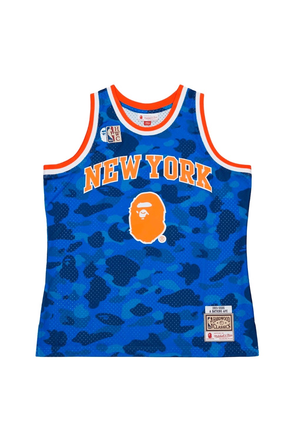 Mitchell & Ness x BAPE Regata Swingman Jersey New York Knicks Royal Blue — XG, Novo