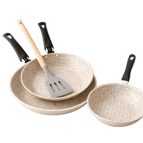 Jogo 4pcs Frigideiras Antiaderentes 14cm 18cm 22cm Espatula