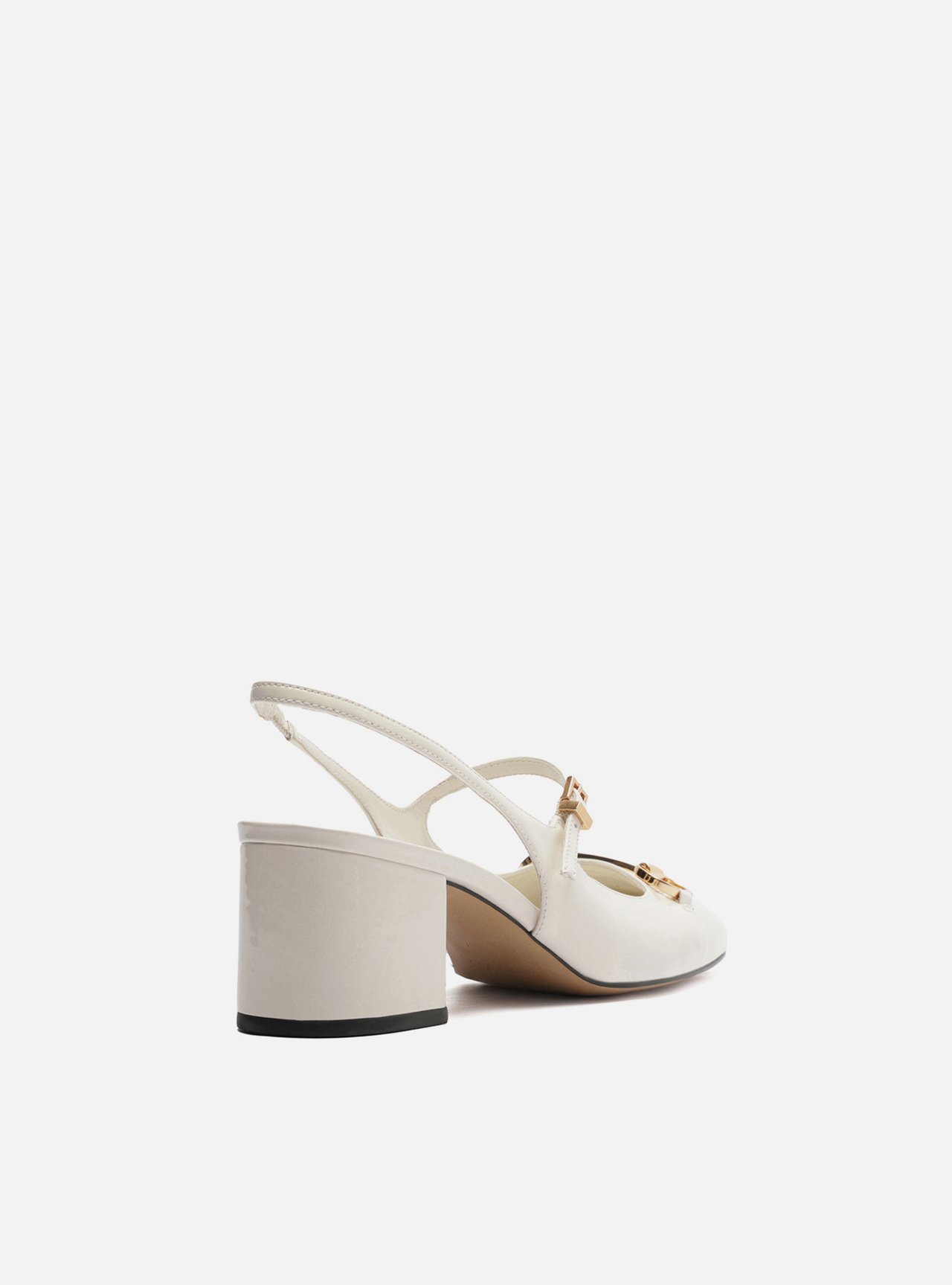 Foto 3 de Sapato Boneca Branco Verniz Bloco Slingback