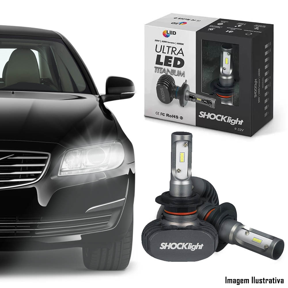Kit Ultra Led Titanium H1 H3 H7 H8 H11 H27 HB3-9005 HB4-9006 6000k 50W Shock Light