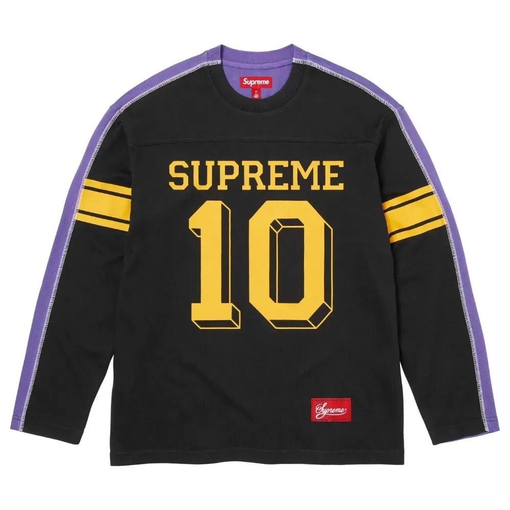 Crewneck Supreme Split Long Sleeve Football Black FW25-W18 — M / G / XG, Novo