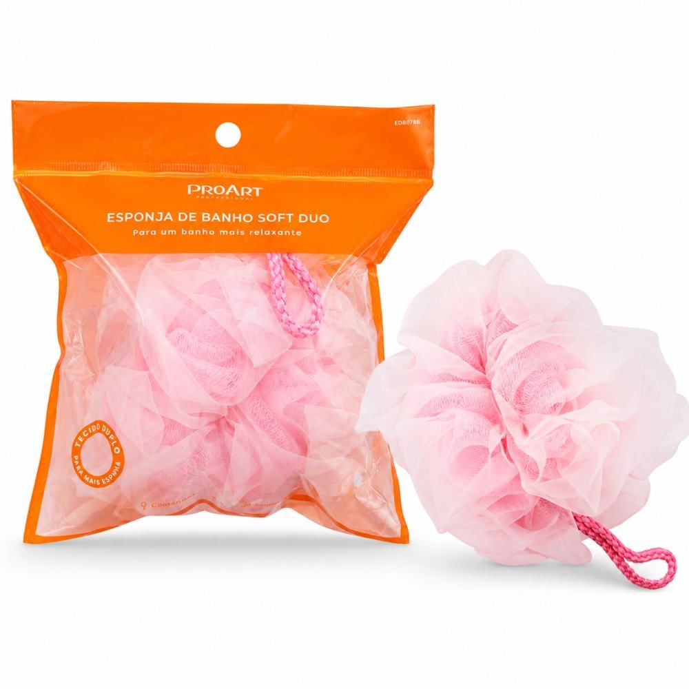 Esponja De Banho Proart Soft Duo Rosa Edb07bb