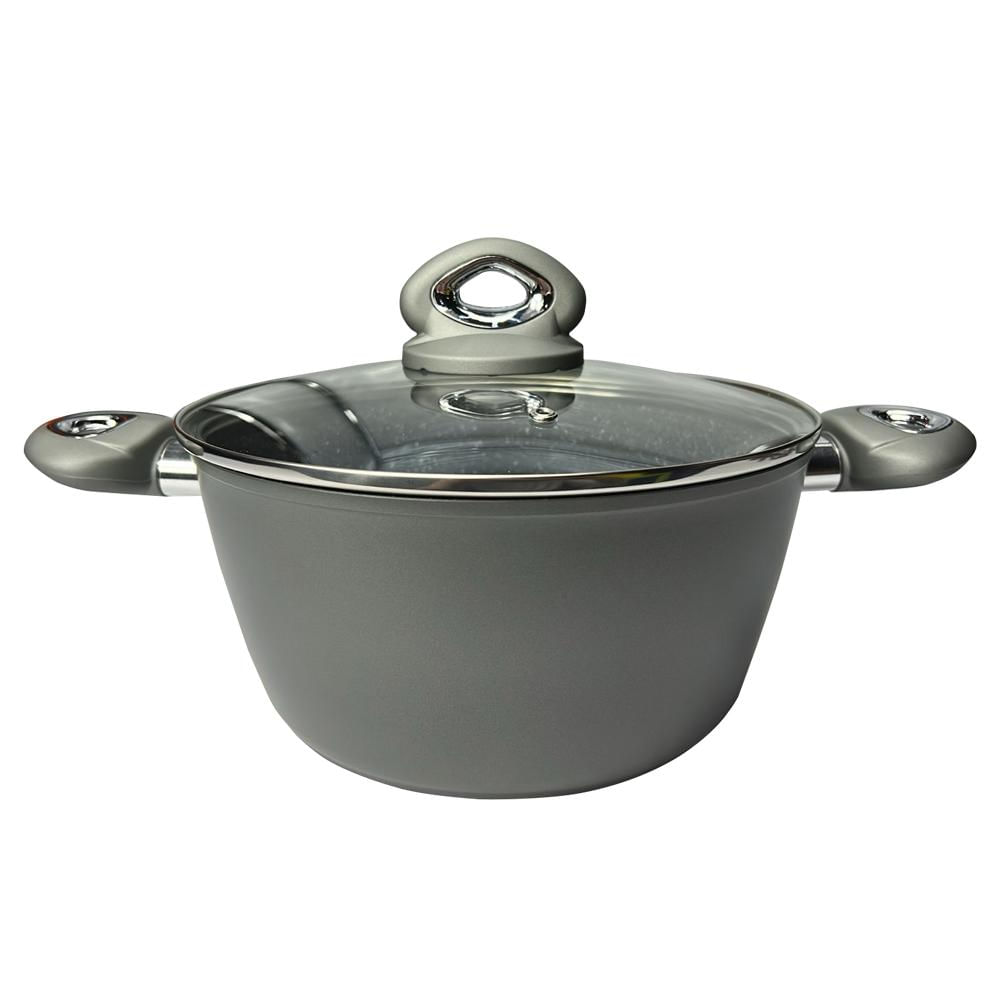 Caçarola em alumínio e tampa Bialetti Petravera Plus 24cm cinza