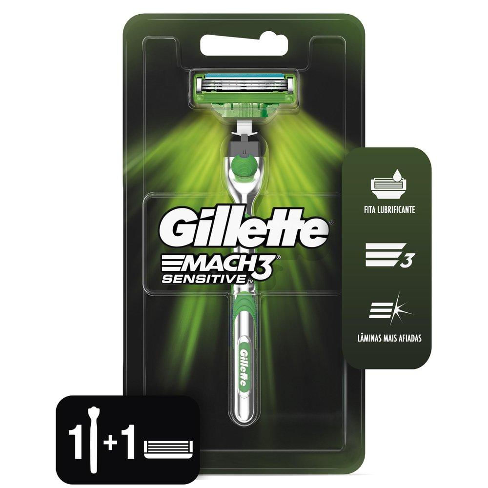 Aparelho de Barbear Gillette Mach3 Sensitive + 1 Carga