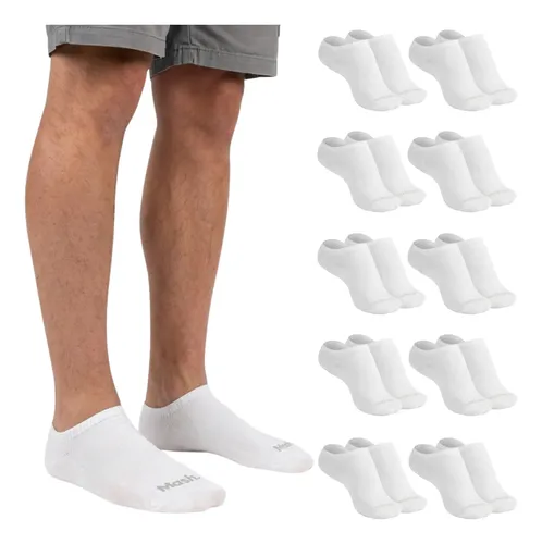 Kit 10 Pares Meia Invisível Soquete Algodão Confortável Mash 10 Brancas Meia Invisível Meia Cano Curto Meia Masculina Meia Feminina G ( 39 A 44 ) Meia Masculina Meia Feminina Meia