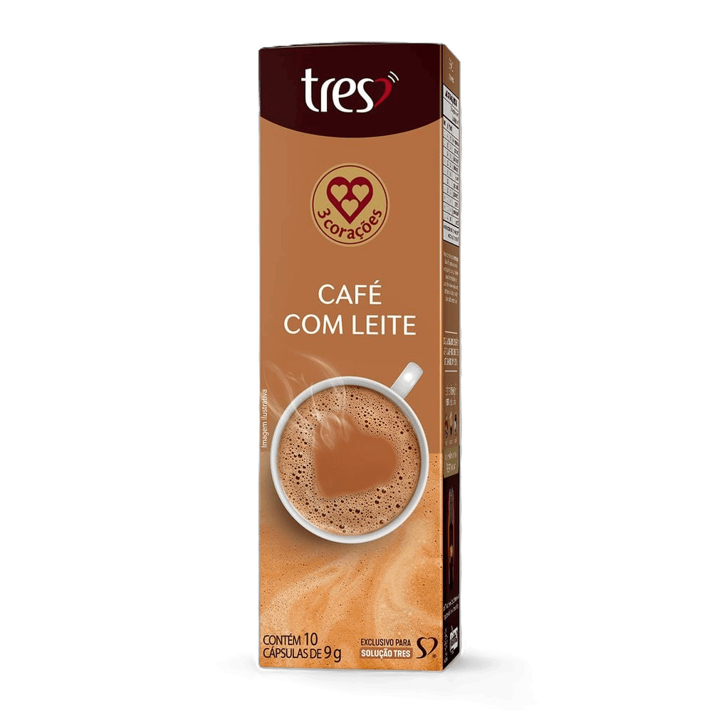 3 Corações Café com leite em cápsula 10 unidades 90g