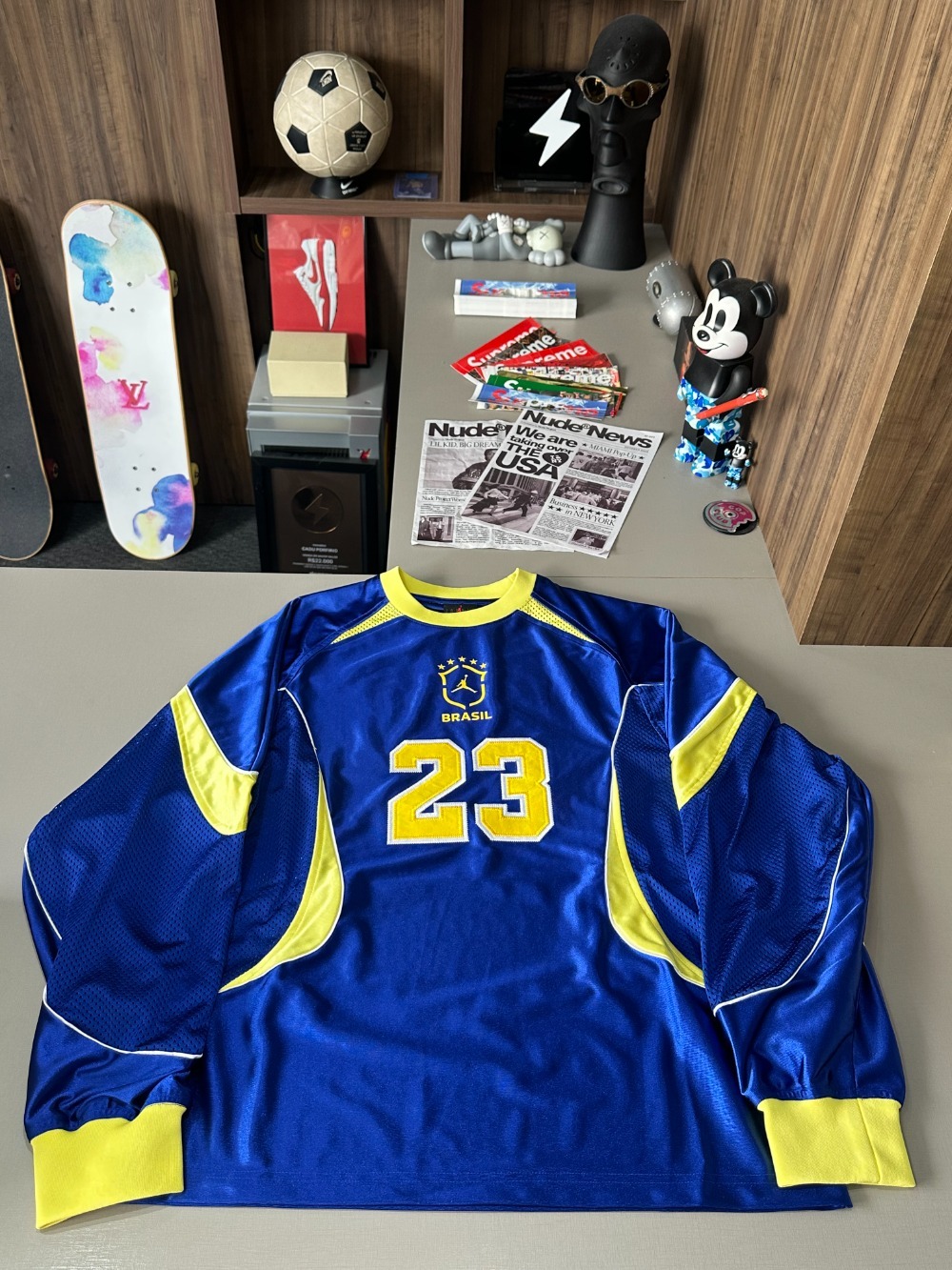 Camiseta Air Jordan Manga Longa Brasil Goleiro Blue — G, Novo