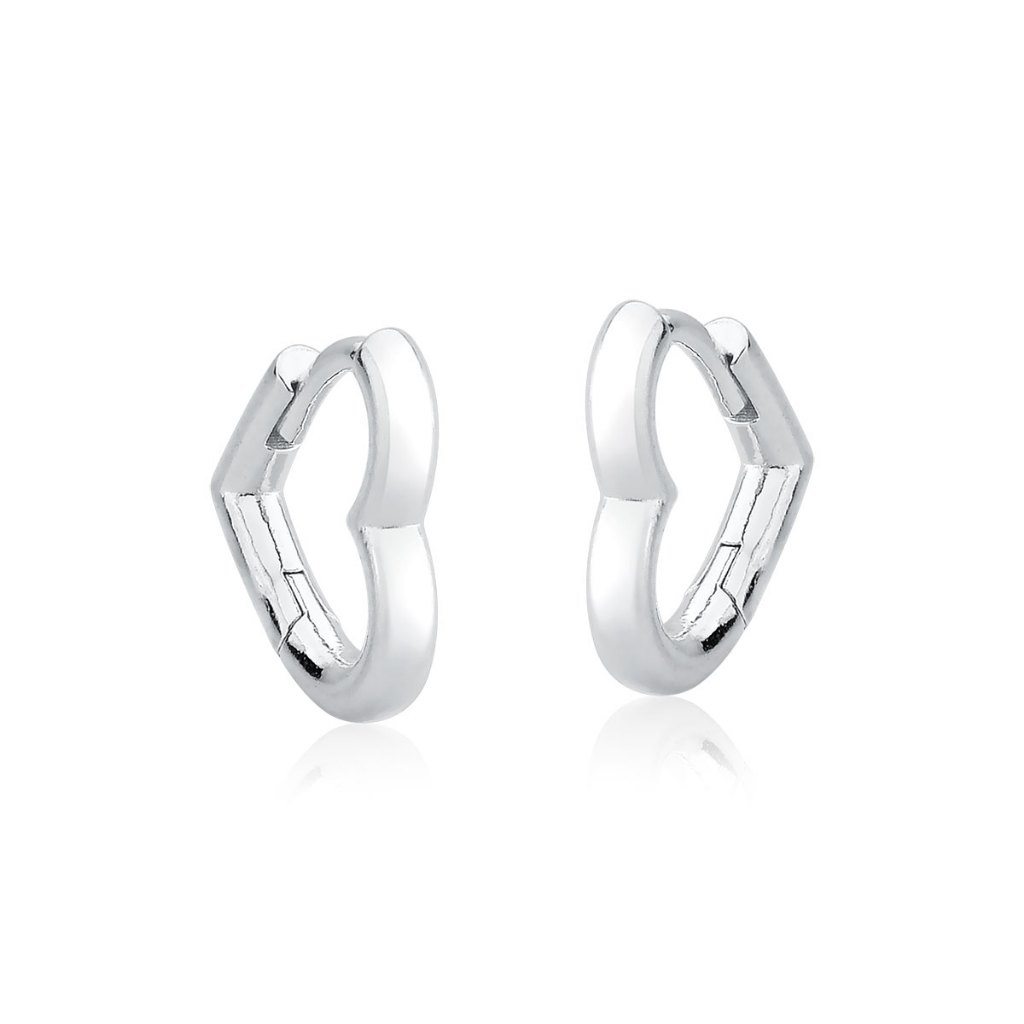 Brinco Argola de Prata 925 Click Coração Vazado