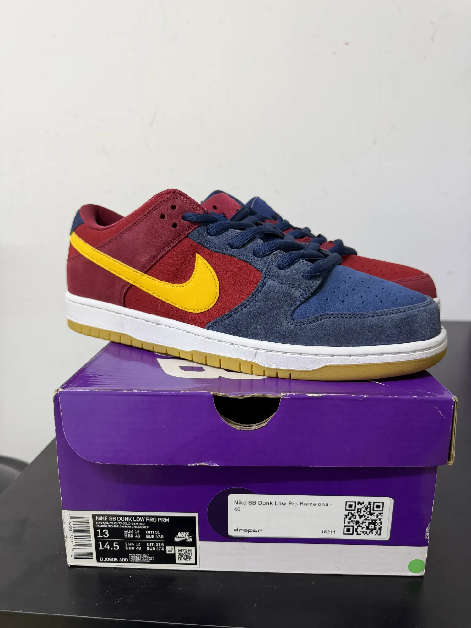 Nike SB Dunk Low Pro Barcelona — 46, Novo