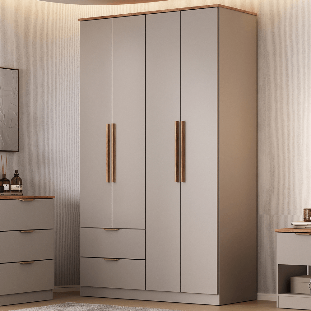 Guarda Roupa Solteiro 4 Portas Milan Carraro Avelã