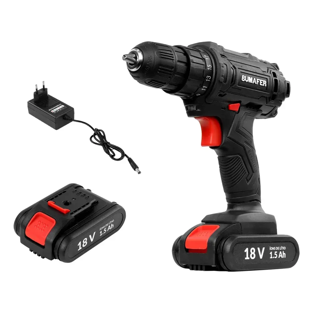 Furadeira Parafusadeira 3/8" 18V Bateria Bumafer