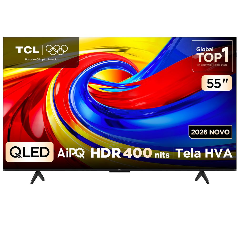 Smart TV 4K TCL Advanced QLED 55” Polegadas com Processador AIPQ, Dolby Vision, HDR10+ e Wi-Fi - 55P7L
