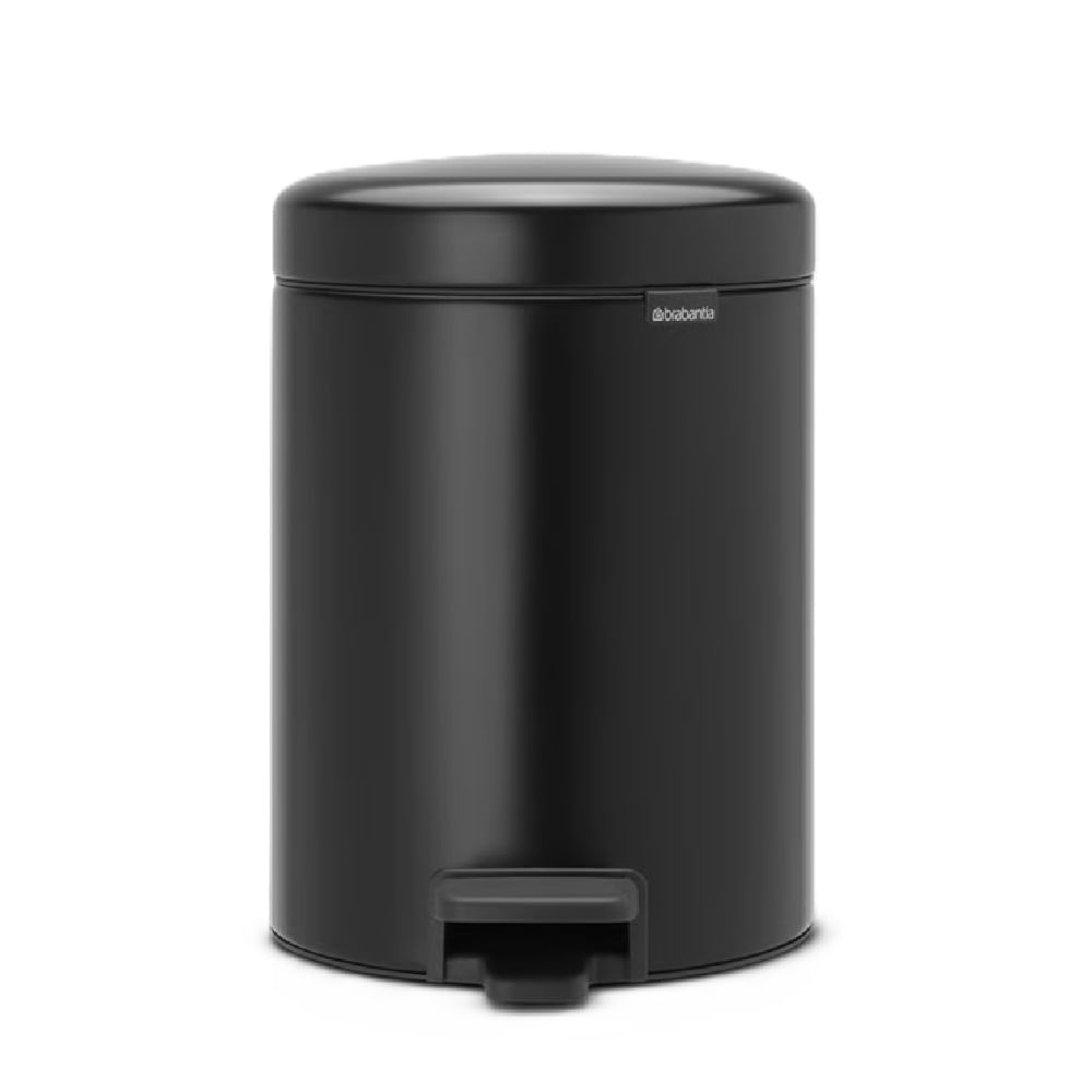 LIXEIRA REDONDA BRABANTIA NEW ICON 5L DE PEDAL EM AÇO INOX PRETO 112928