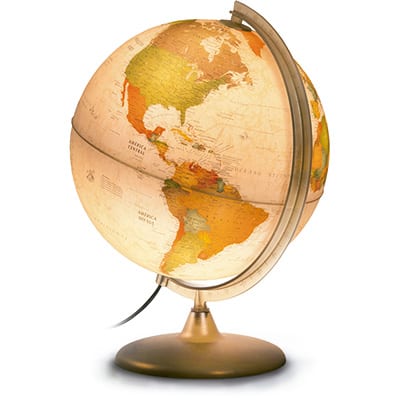 Globo terrestre histórico 30cm com luz, Bivolt, Tecnodidattica - CX 1 UN