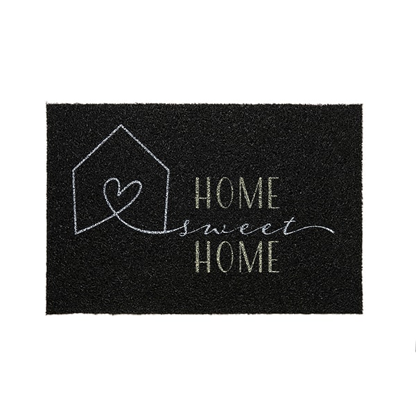 Tapete capacho, Home sweet Home, Preto, 40 x 60cm, Kapazi PT 1 UN
