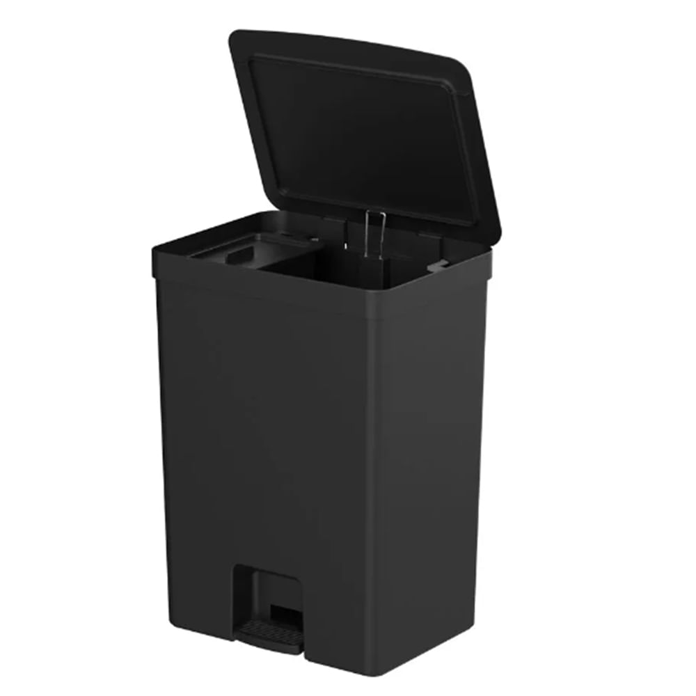 Foto 3 de Lixeira Trium Com Pedal Preto 46 + 4 Litros - Ou