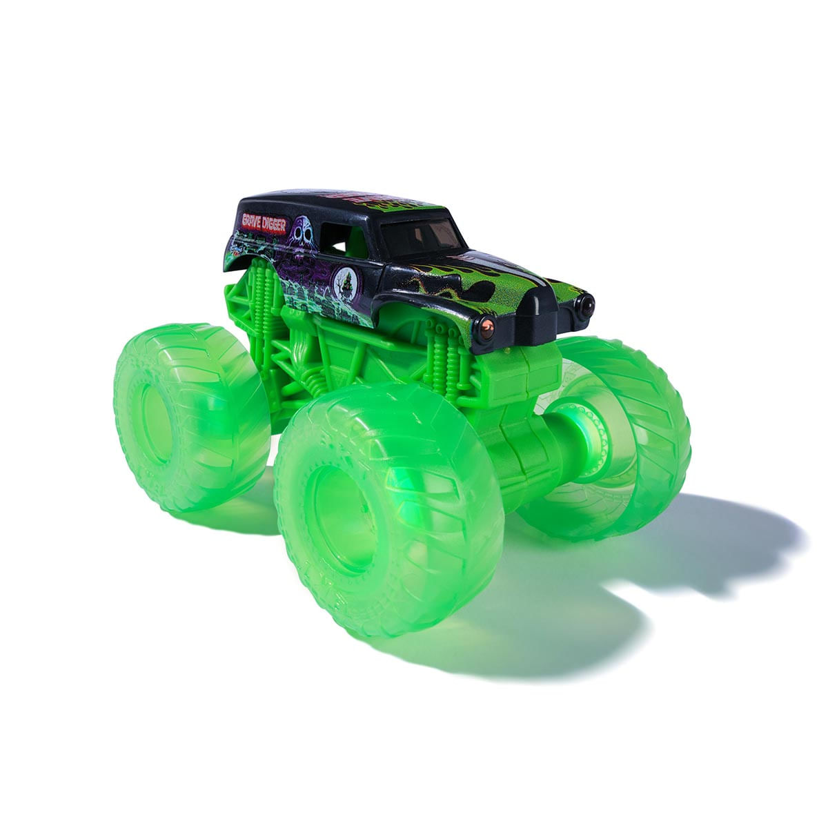 Foto 2 de Monster Jam Carrinho Grave Digger 1:43 C/ Rodas Neon E Luz