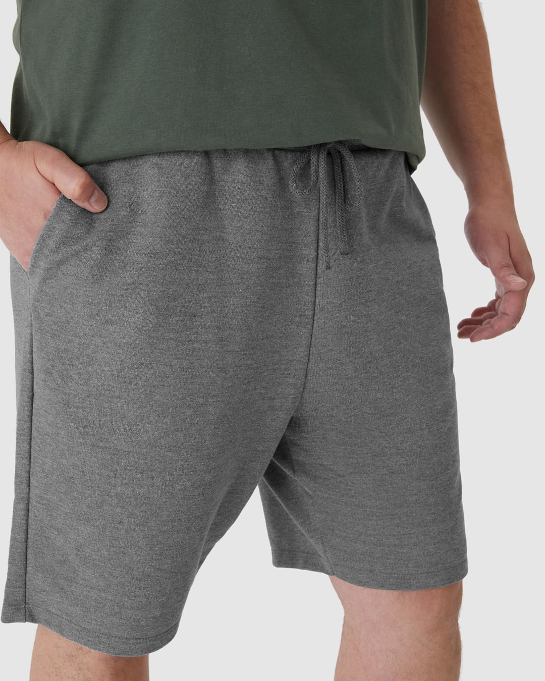 Foto 3 de Bermuda Básica Masculina Plus Size Em Moletom Sem Flanela — Cinza - G5