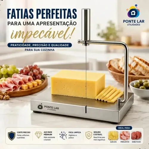 Fatiador De Queijo E Frios Caseiro Manual A Fio Cortador De Queijos E Frios Manual Com Fio Aço Inox Ponte Lar Utilidades Fácil Manuseio Prático E Seguro Fio Cortador De Presunto