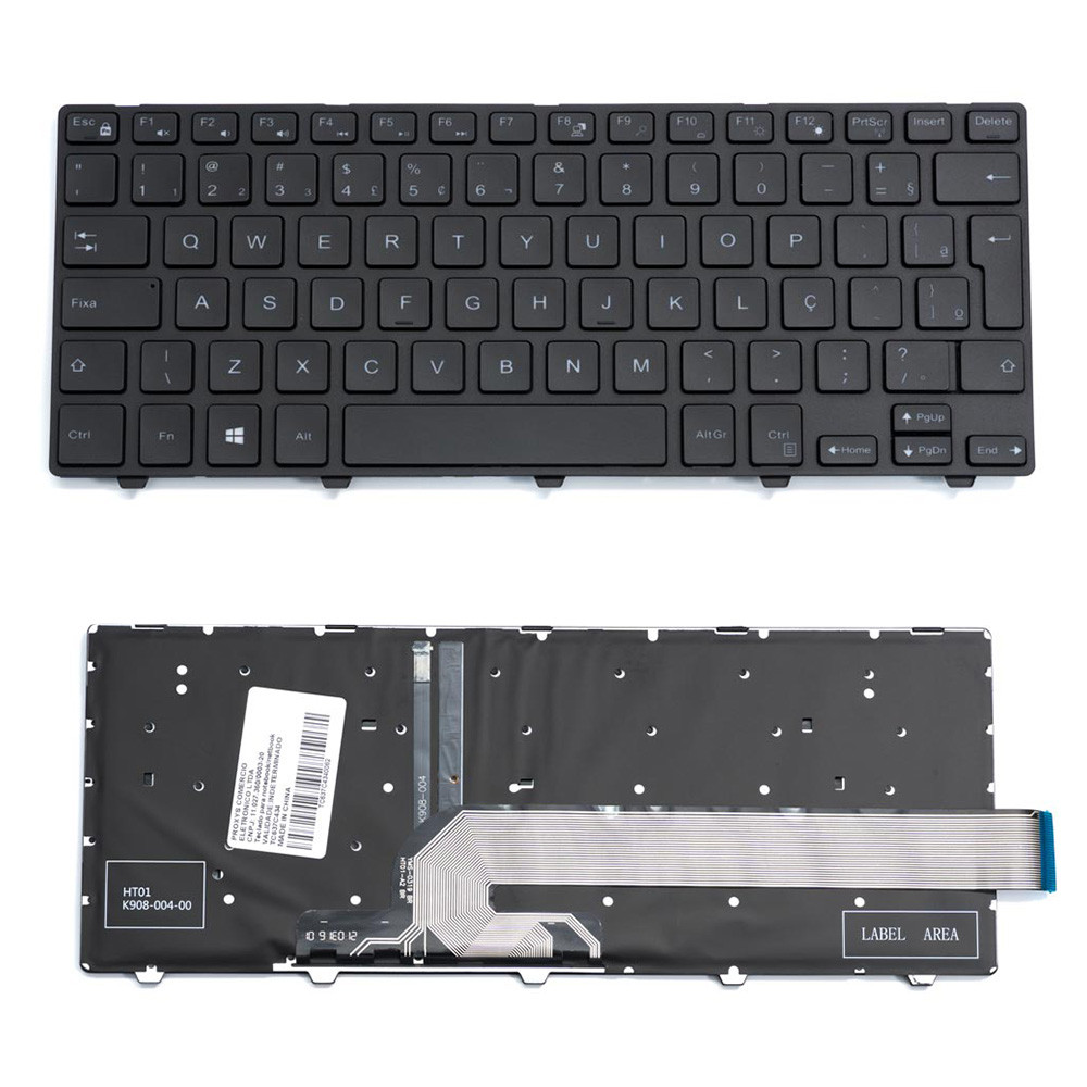Teclado para Notebook compatível com Dell Part Number V147125BR1 ABNT2