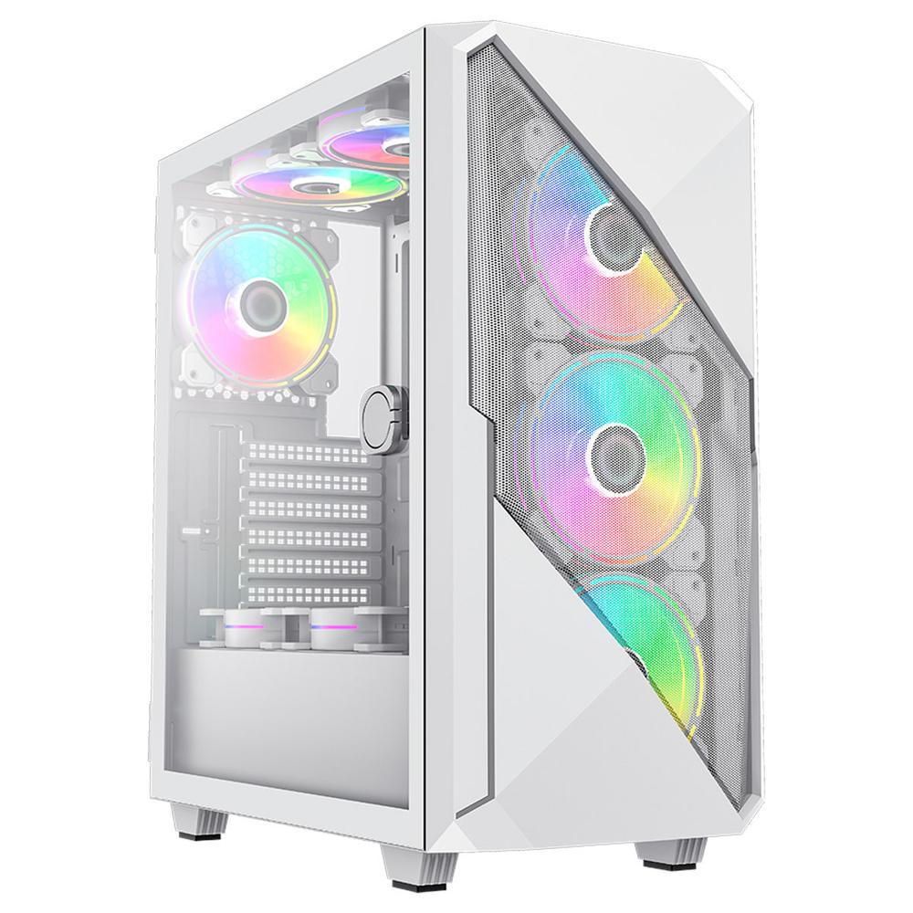 Gabinete Gamer Gamemax Revolt 3606WF Mid Tower 3 Fans ARGB Full Window Vidro Temperado USB 3.0 - Branco