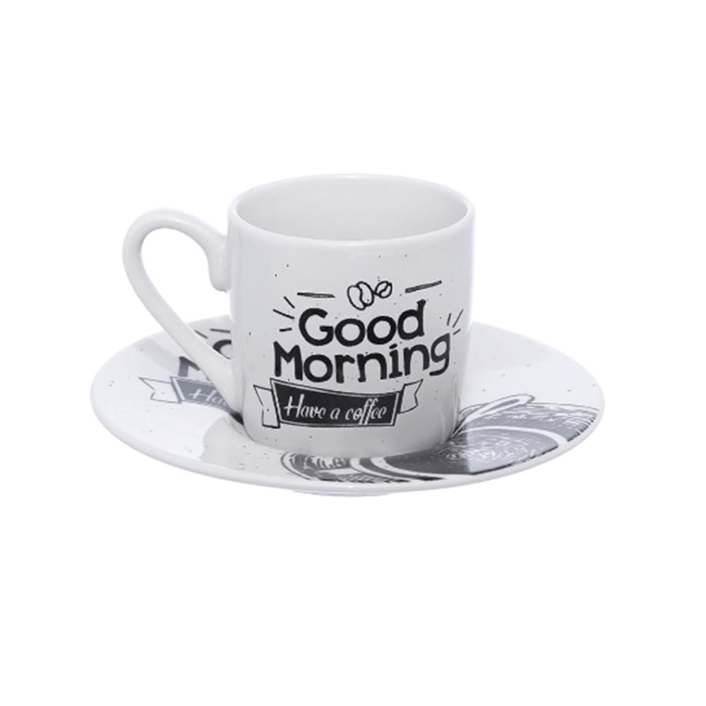 Conjunto De Xicara De Chá Porcelana 80Ml 6 Peças - Hauskraft
