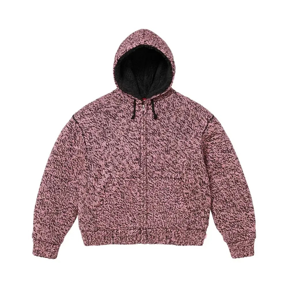 Moletom Supreme Faux Shearling Lined Zip Up Hooded Pink Mélange FW25-W18 — XG, Novo