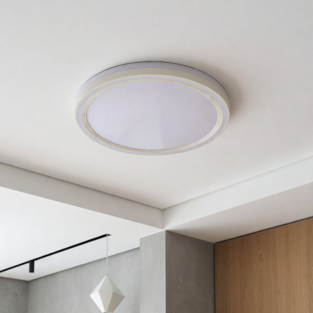 Plafon Genova Red D46Cm 45W 3 Temp / Interruptor Dip Branco Ref1589 Hevvy