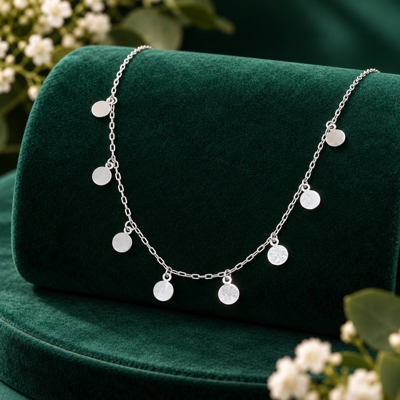 Choker Medalhas Lisas Penduradas em Prata 925