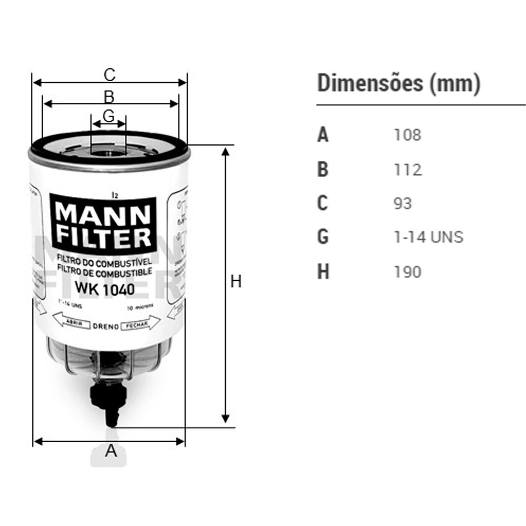 Foto 2 de Filtro de Combustível Separador de Água Uniport 2000 L 1620