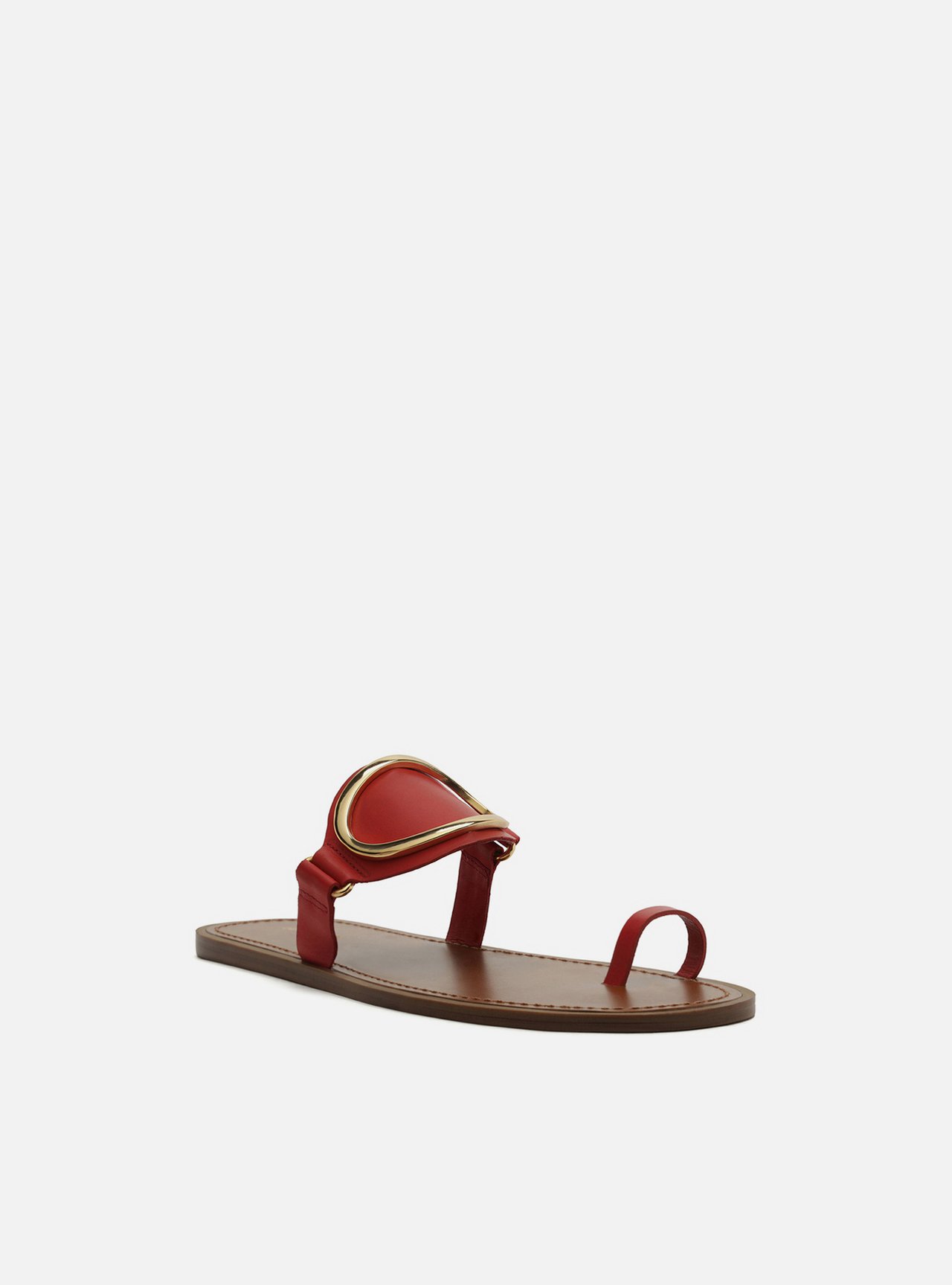 Foto 2 de Chinelo de Dedo Vermelho Couro Metais