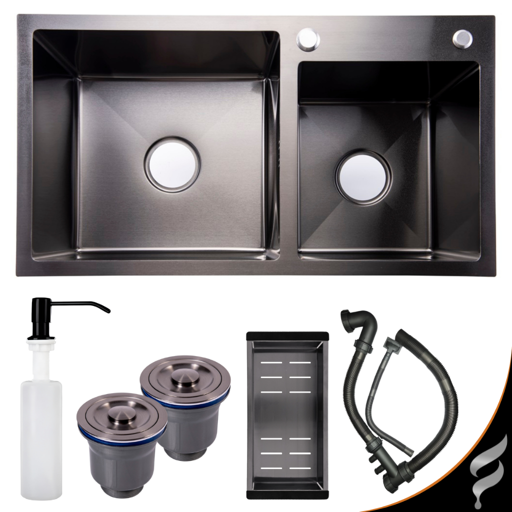 Cuba Square Aço Inox Luxo Duo Preta