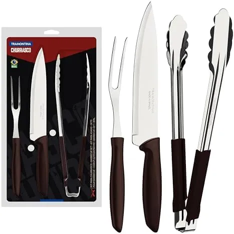 KIT CHURRASCO INOX 3PC PLENUS MARROM TRAMONTINA