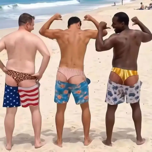 Short verão divertido de Praia com Estampa 3D para Férias Presentes